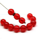 8mm Red czech glass round pressed druk beads 20Pc
