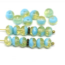 5x7mm Blue yellow Czech glass fire polished rondelle beads, 20pc