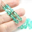 6mm Seafoam green fire polished round czech glass beads, 30Pc