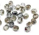 6mm Black diamond fire polished round czech glass beads, 30Pc