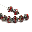 9mm Opal red round cut baroque nugget beads picasso finish 8Pc