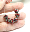 9mm Opal red round cut baroque nugget beads picasso finish 8Pc