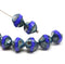 9mm French blue round cut baroque nugget beads picasso finish 8Pc