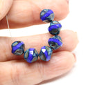 9mm French blue round cut baroque nugget beads picasso finish 8Pc