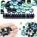 6mm Black czech glass rondelle spacer beads, AB coating, 50pc