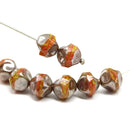9mm Yellow red round cut baroque nugget beads luster 8Pc
