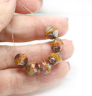 9mm Yellow red round cut baroque nugget beads luster 8Pc