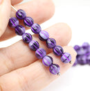 6mm Purple round melon shape czech glass beads, 30Pc