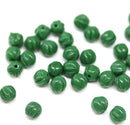 4mm Dark green melon shape glass beads, 50pc