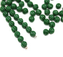 4mm Dark green melon shape glass beads, 50pc