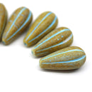 22x11mm Rustic yellow pear shape teardrop czech glass beads, 2pc