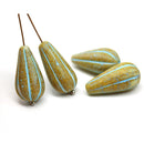 22x11mm Rustic yellow pear shape teardrop czech glass beads, 2pc