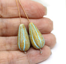 22x11mm Rustic yellow pear shape teardrop czech glass beads, 2pc