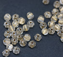 4mm Crystal clear gold wash melon shape glass beads, 50pc