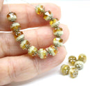 6mm Beige yellow cathedral beads Czech glass lustered ends 20Pc