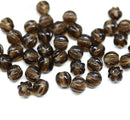 4mm Dark brown transparent melon shape glass beads, 50pc