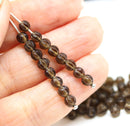 4mm Dark brown transparent melon shape glass beads, 50pc