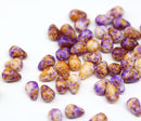 4x6mm Orange purple small drops czech glass - 50Pc
