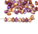 4x6mm Orange purple small drops czech glass - 50Pc