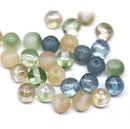 6mm Antique green blue beige round druk czech glass beads, 30Pc