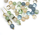 6mm Antique green blue beige round druk czech glass beads, 30Pc