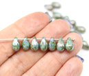 6x9mm Picasso gray czech glass teardrop beads, 30pc