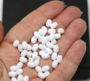 7x5mm Opaque white czech glass rice oval beads - 50pc