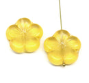 22mm Yellow large czech glass flower beads, 2pc