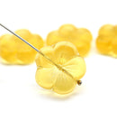 22mm Yellow large czech glass flower beads, 2pc