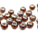 5x7mm Brown topaz Czech glass rondelle beads, silver finish - 25pc
