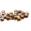 5x7mm Brown topaz Czech glass rondelle beads, silver finish - 25pc