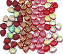 9x7mm Red glass shell Czech beads center drilled, 20pc
