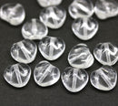10mm Crystal clear puffy heart glass beads - 15Pc