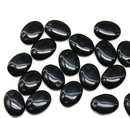 12x9mm Black lentil Oval flat drop czech glass beads top drilled - 20Pc