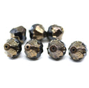 11x10mm Jet black baroque czech glass Fire polished large bicones - 4pc