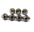 11x10mm Jet black baroque czech glass Fire polished large bicones - 4pc