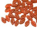 10x6mm Brown orange Czech glass leaf beads - 40Pc