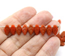 10x6mm Brown orange Czech glass leaf beads - 40Pc