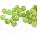6mm Green beige round druk czech glass beads, 30Pc