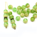 6mm Green beige round druk czech glass beads, 30Pc