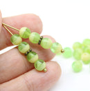 6mm Green beige round druk czech glass beads, 30Pc