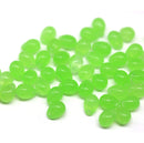 5x7mm Green glass drops, czech teardrop beads, 50pc