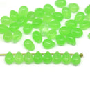 5x7mm Green glass drops, czech teardrop beads, 50pc