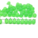 5x7mm Frosted green glass drops, seaglass czech teardrop beads, 50pc