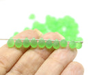 5x7mm Frosted green glass drops, seaglass czech teardrop beads, 50pc