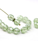 8mm Antique green Czech glass round fire polished beads 15Pc