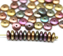 6mm Metallic czech glass rondelle spacer beads mix, 50pc