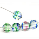 15mm Large blue green oval cube Czech glass beads, 4pc
