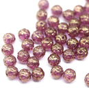 5mm Purple gold rose bud beads, rose flower round bead, 50pc