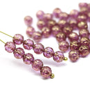 5mm Purple gold rose bud beads, rose flower round bead, 50pc